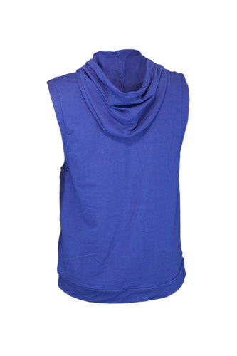 Mens Small Logo Blue Sleeveless Hoodie - CLEARANCE